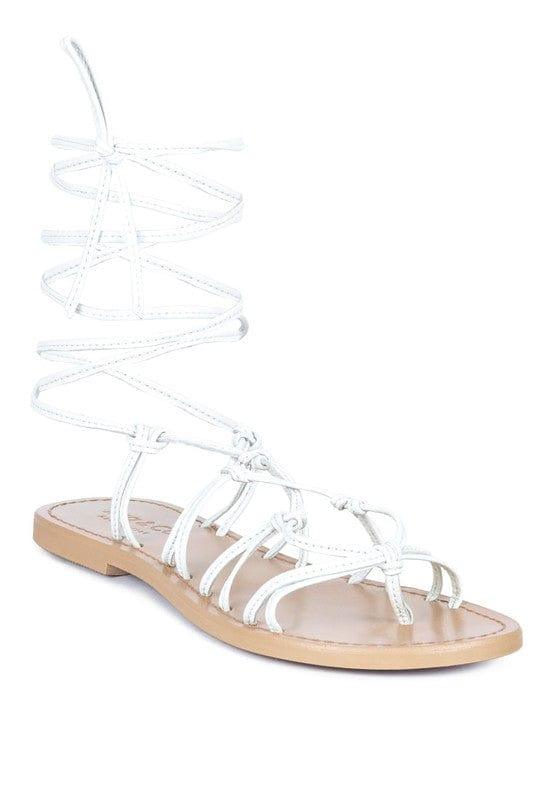 Rag Company White / 5 BAXEA HANDCRAFTED TIE UP STRING FLATS