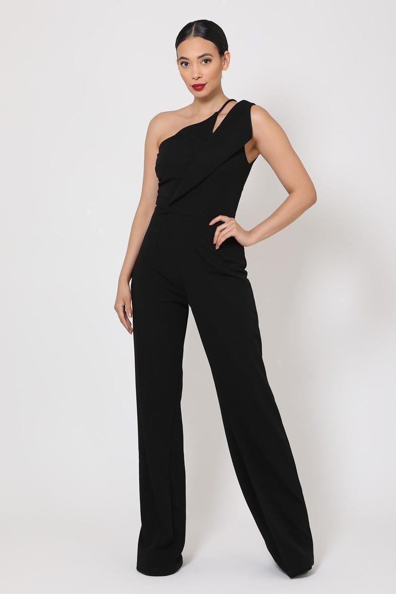 SAVLUXE JUMPSUITS S One Shoulder Jumpsuit W/ Small Opening