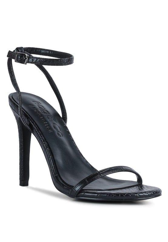 Rag Company Black / 5 BLONDES Croc High Heeled Sandal