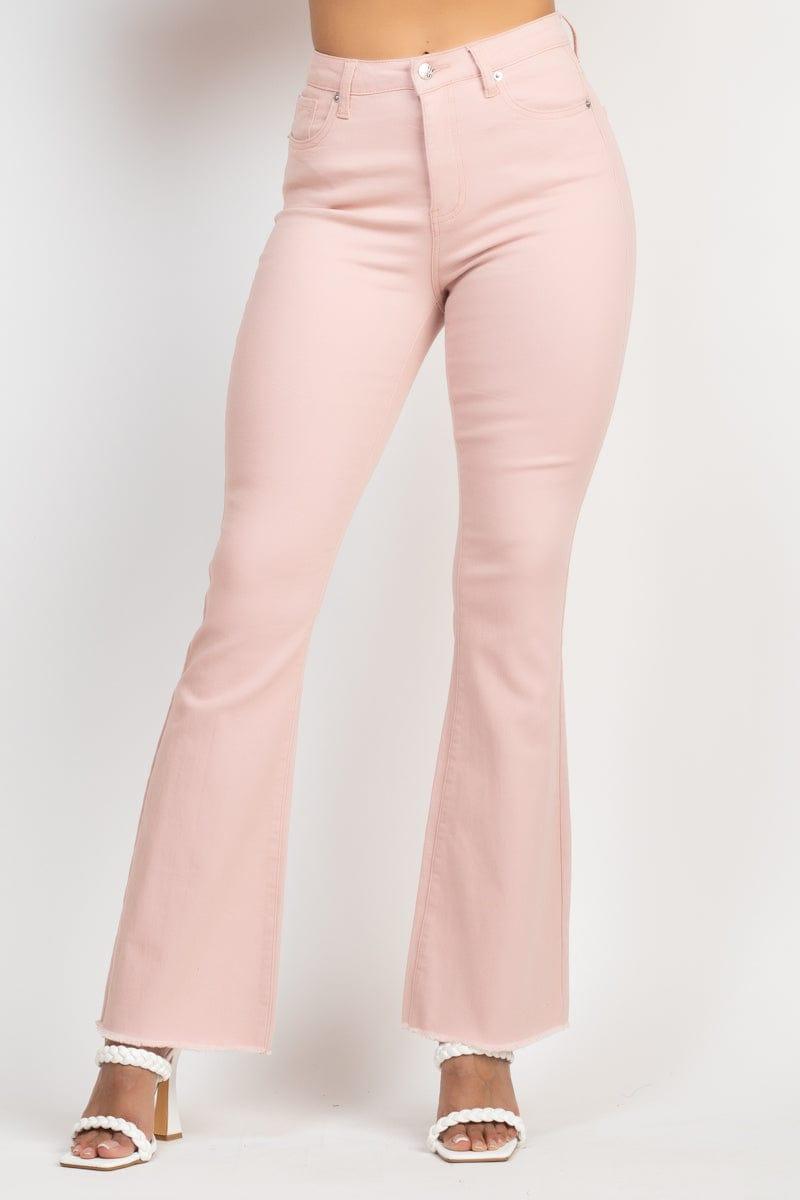 SAVLUXE Default S Blush Frayed Bell Colored Denim Jeans