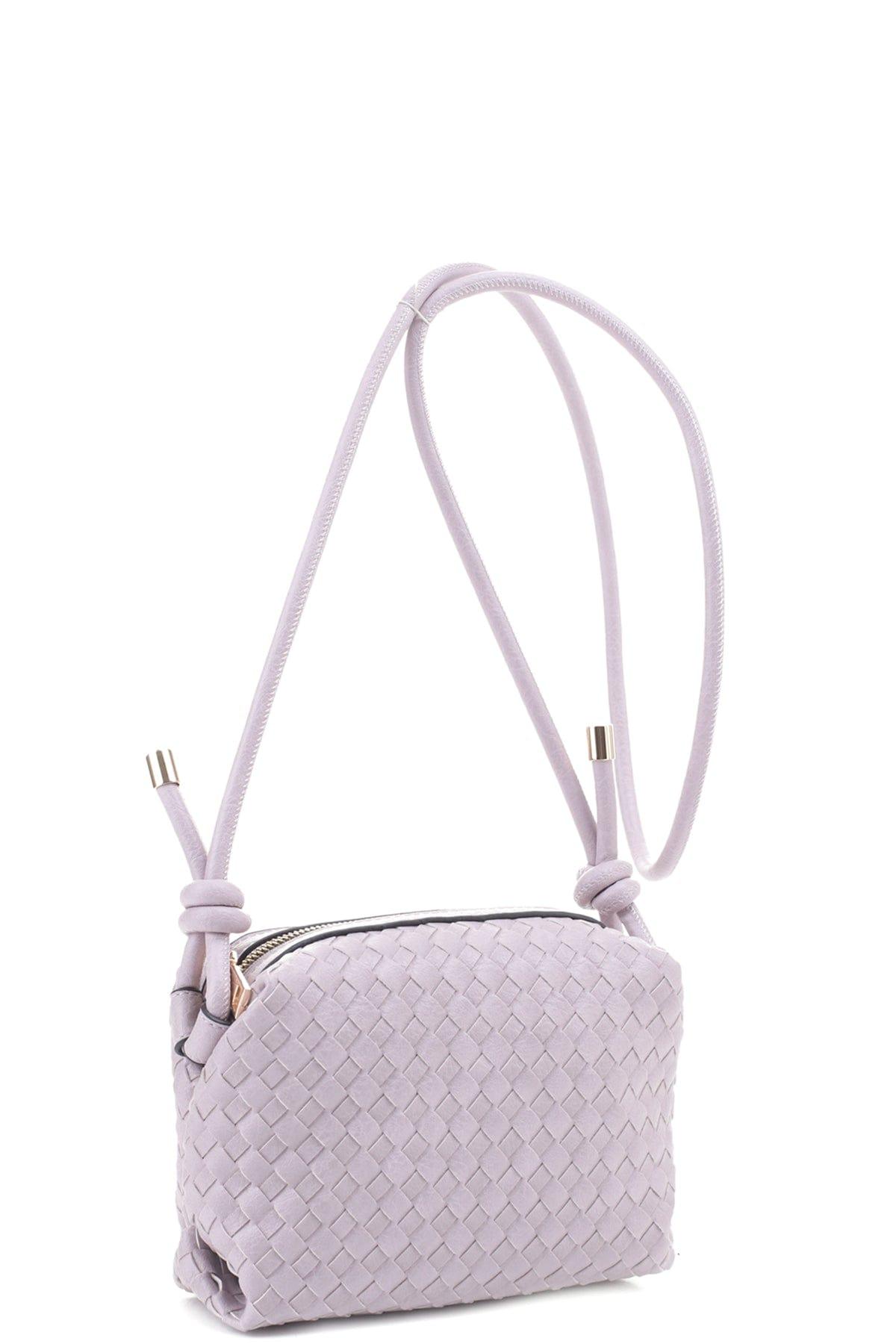 SAVLUXE Default Lavender Braid Texture Zipper Crossbody Bag