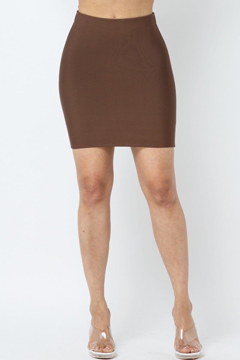 SAVLUXE Default S Brown Bandage Mini Skirt
