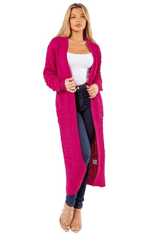 By Claude Sweater FUCHSIA / S LONG MAXI SWEATER CARDIGAN