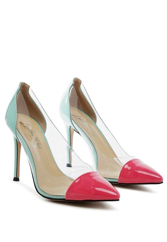 Rag Company Green/Pink / 5 Candace clear Stiletto Pumps