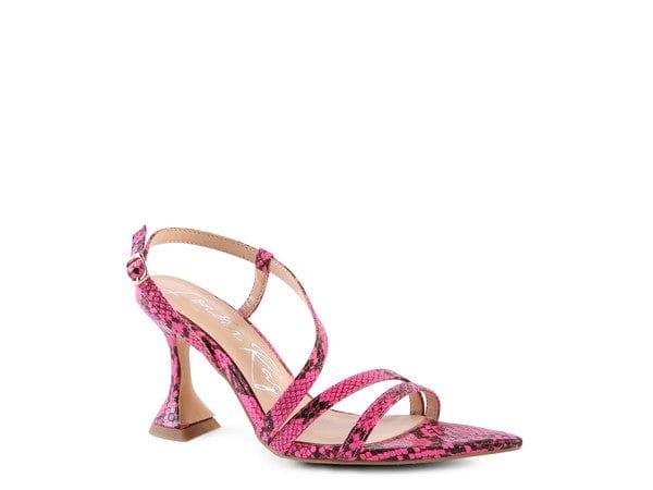 Rag Company Neon Pink / 5 CHERRY TART Snake Print Spool Heel Sandals