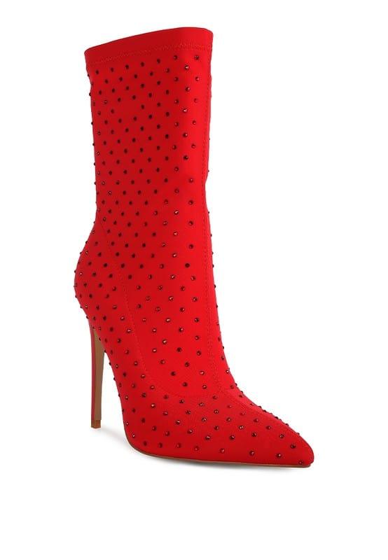 Rag Company Red / 5 Cheugy High Top Knitted Ankle Boot