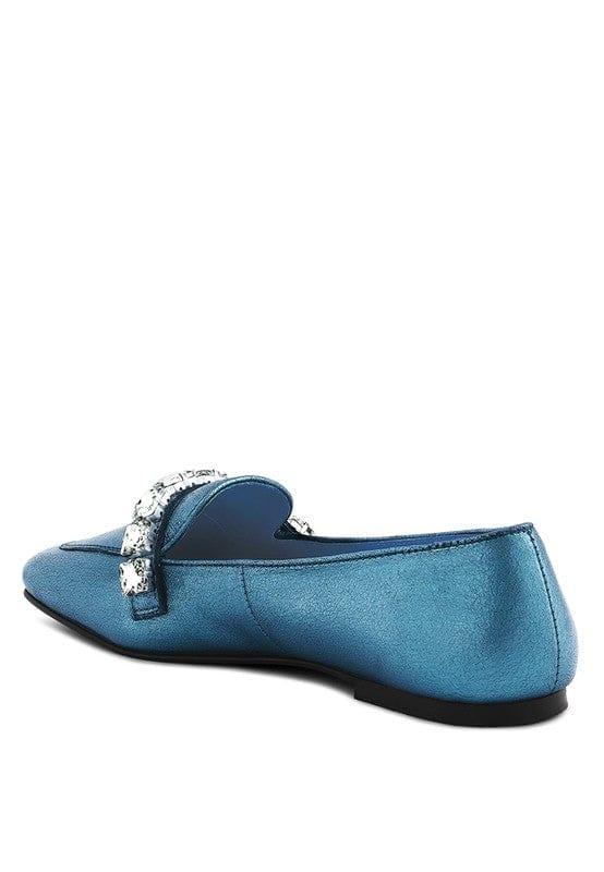 Rag Company shoes Churros Metallic Diamante Leather Loafers For Women