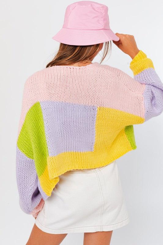 Color Block Sweater Cardigan - SAVLUXE