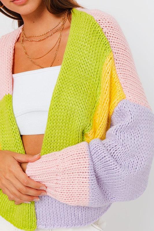 Color Block Sweater Cardigan - SAVLUXE