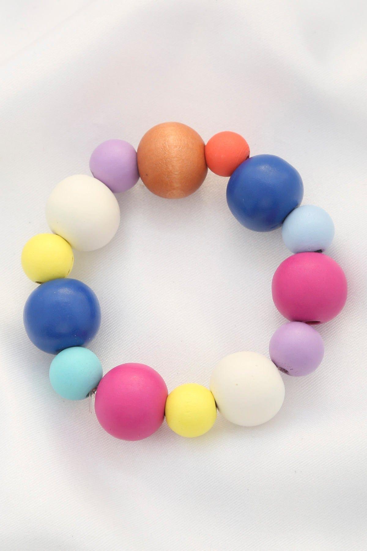 SAVLUXE Multi Colorful Wood Bead Bracelet Set