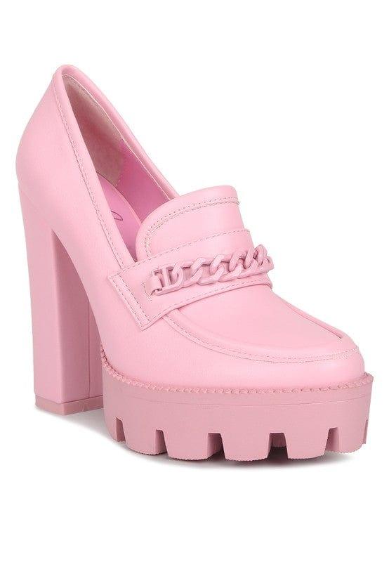 Rag Company Pink / 5 Corinne Chain Embellished Chunky Loafers