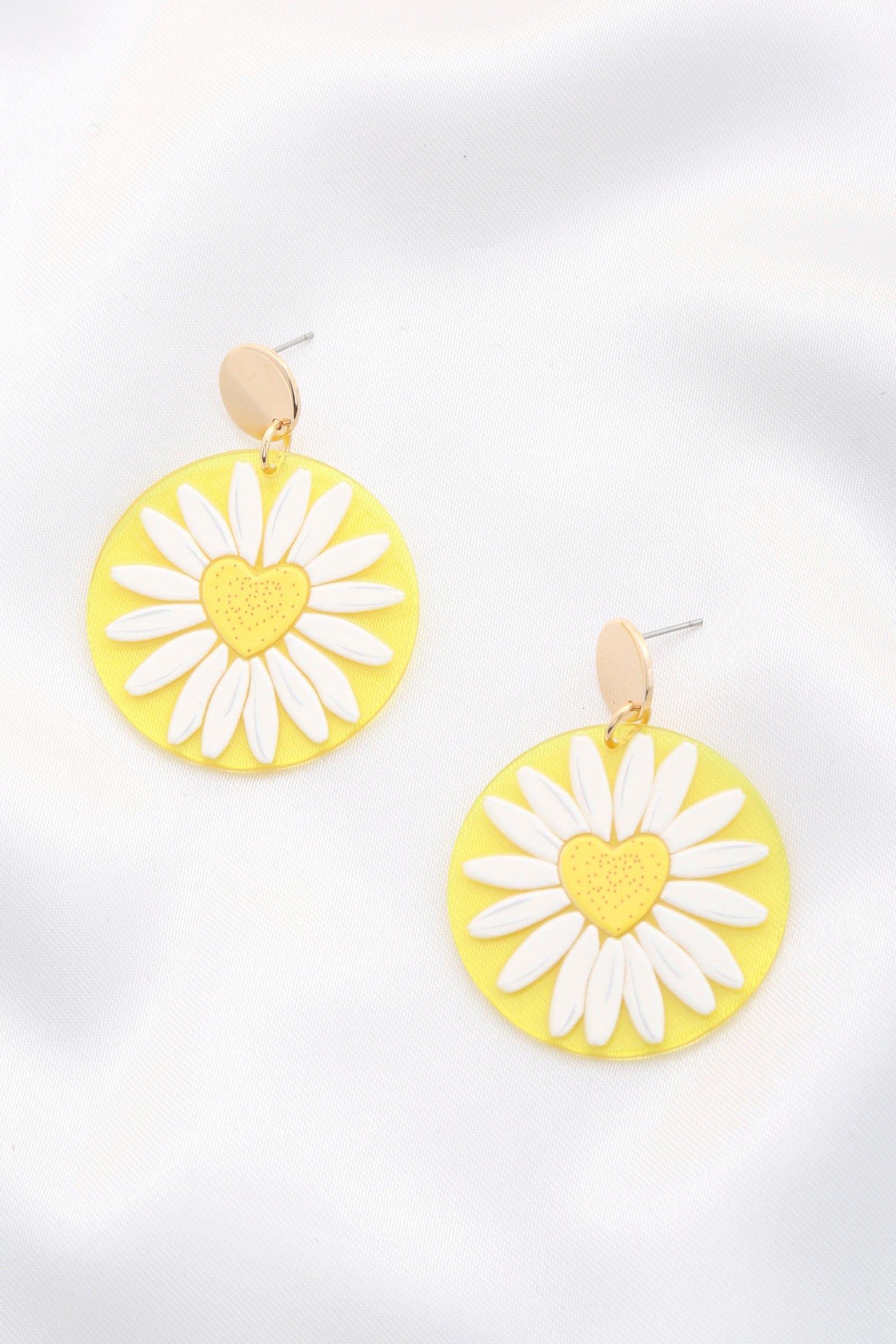 SAVLUXE Default Daisy Printed Round Ac Drop Earriing