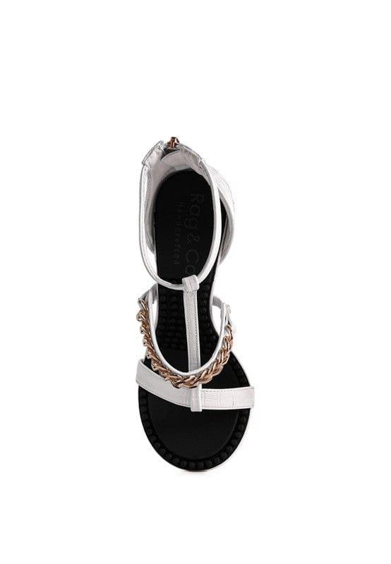 Rag Company SANDALS DAKOTA Metal Chain Mid Heel Sandals