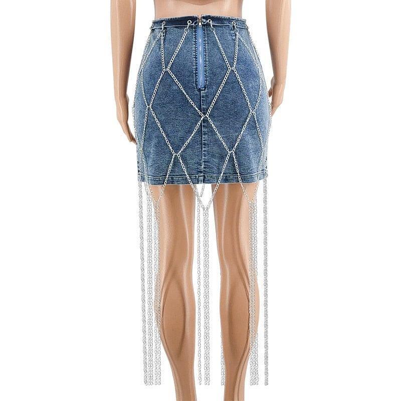 SAVLUXE BOTTOM Dayana New Micro Elastic Denim Skirt For Women