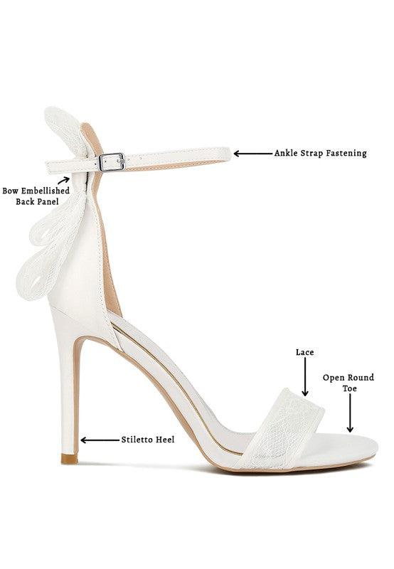 Delancy Bow Detail Lace Stiletto Sandals - SAVLUXE