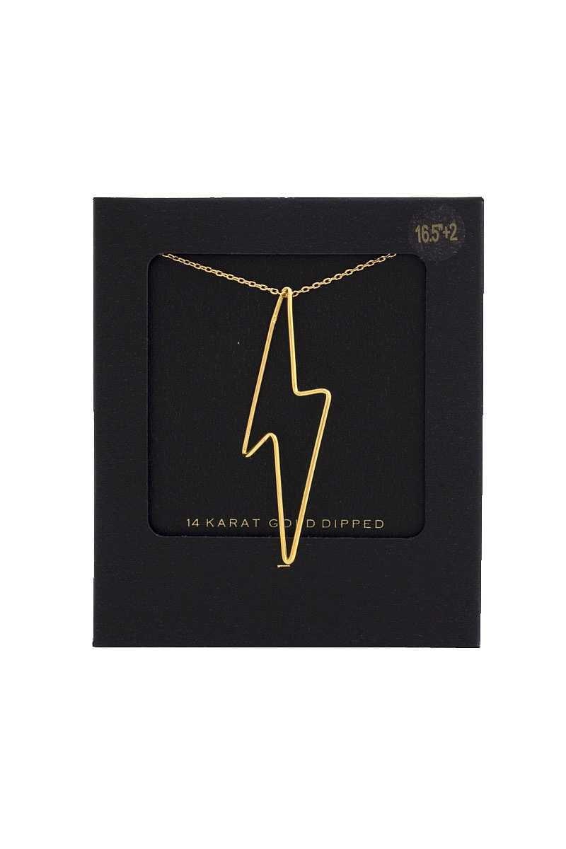 SAVLUXE Default Gold Dipped Lightning Bolt Charm Necklace