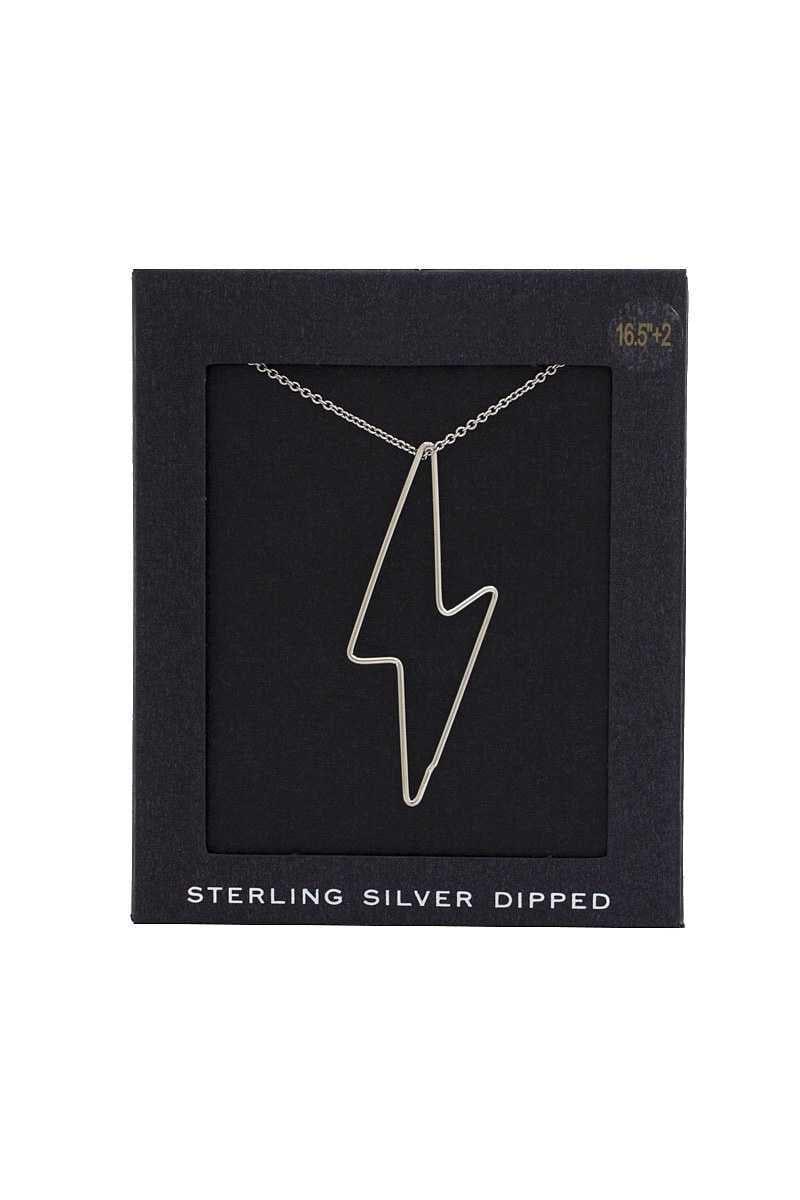 SAVLUXE Default Silver Dipped Lightning Bolt Charm Necklace