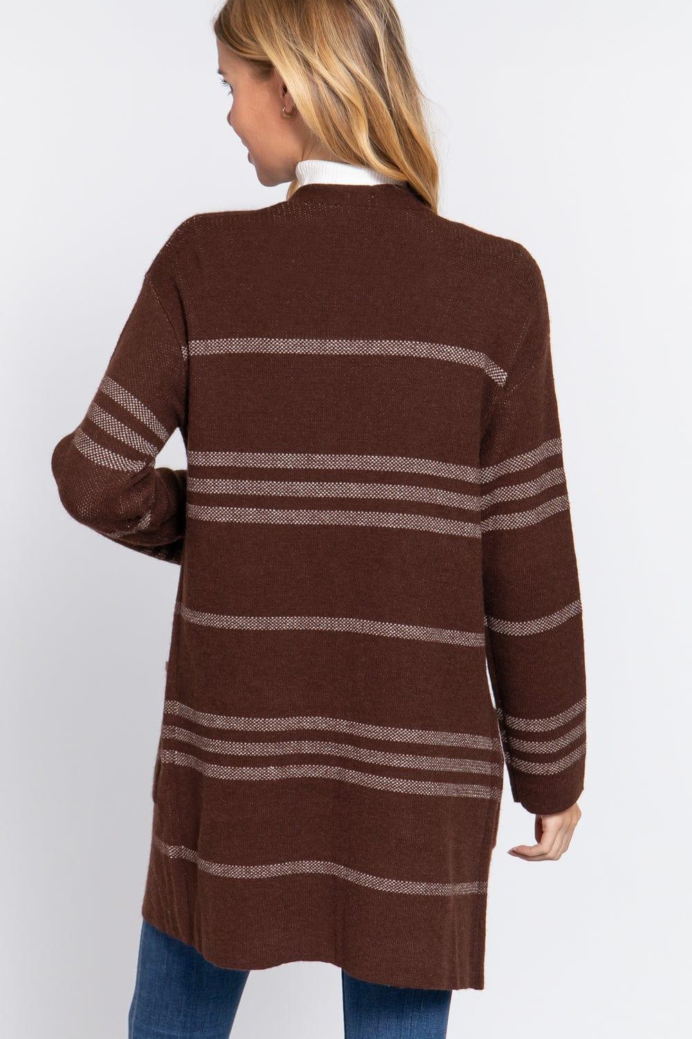 SAVLUXE Dolman Stripe Open Sweater Cardigan