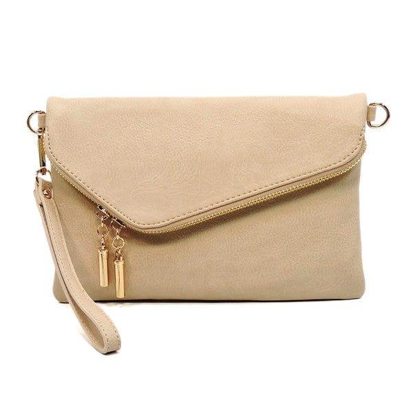 Fashion World Handbags NUDE / one Fashion Envelope Foldover Clutch