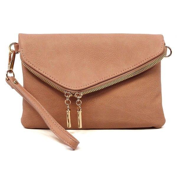 Fashion World Handbags ROSE PINK / one Fashion Envelope Foldover Clutch
