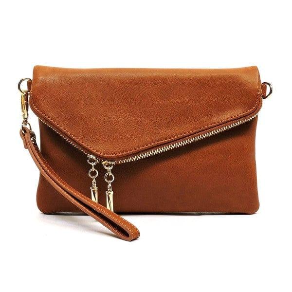 Fashion World Handbags Tan / one Fashion Envelope Foldover Clutch