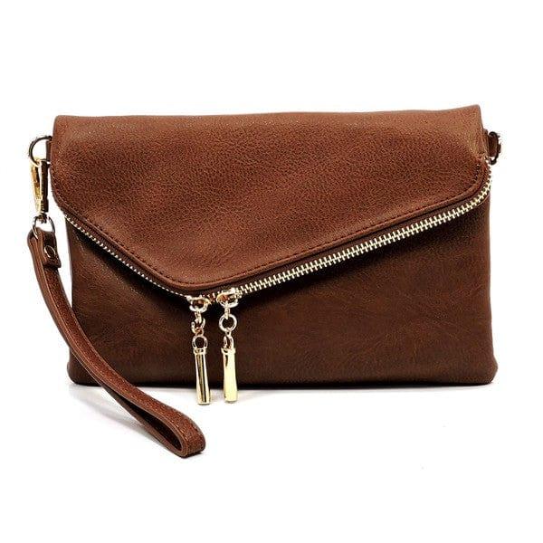Fashion World Handbags COFFEE / one Fashion Envelope Foldover Clutch