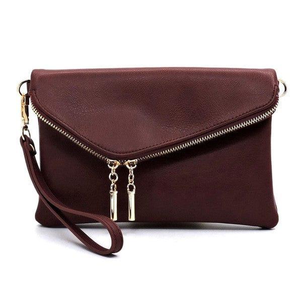 Fashion World Handbags CRANBERRY / one Fashion Envelope Foldover Clutch