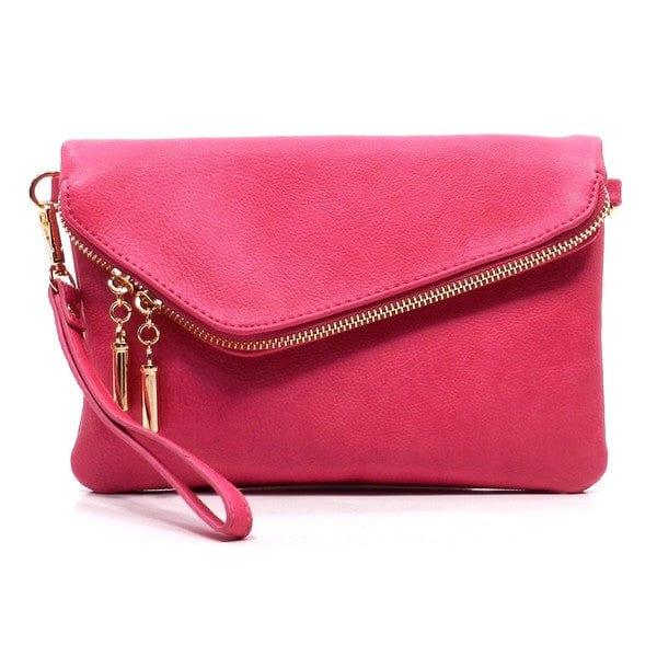 Fashion World Handbags FUCHSIA / one Fashion Envelope Foldover Clutch