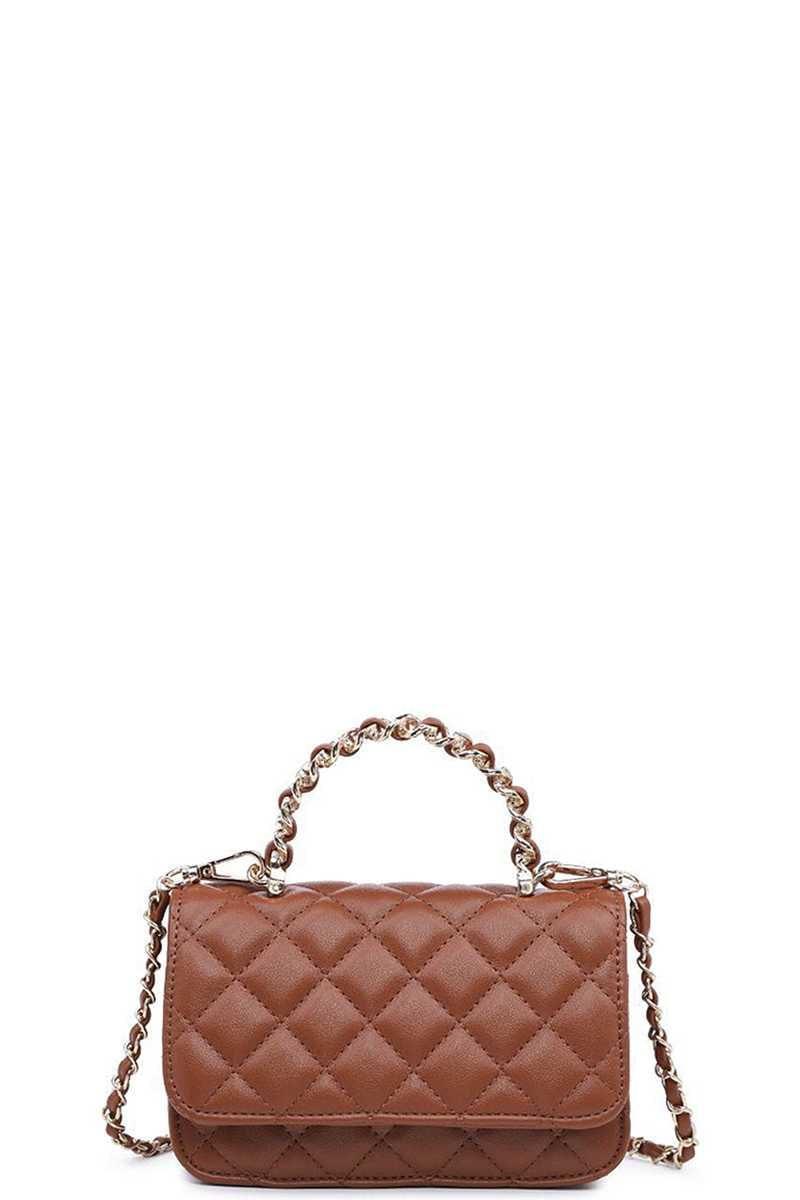 SAVLUXE Default Tan Fashion Quilt Zoya Crossbody Bag