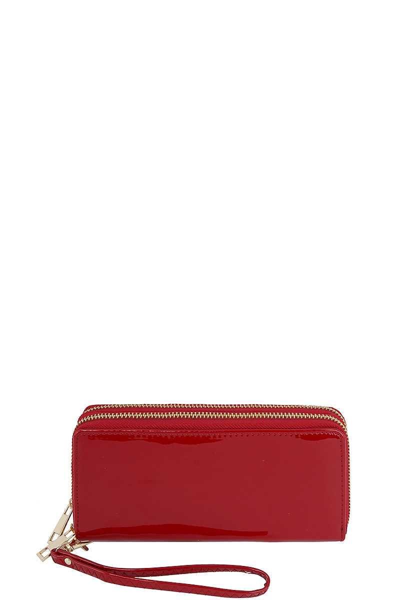 SAVLUXE Fashion Smooth Glossy Color Hand Wallet