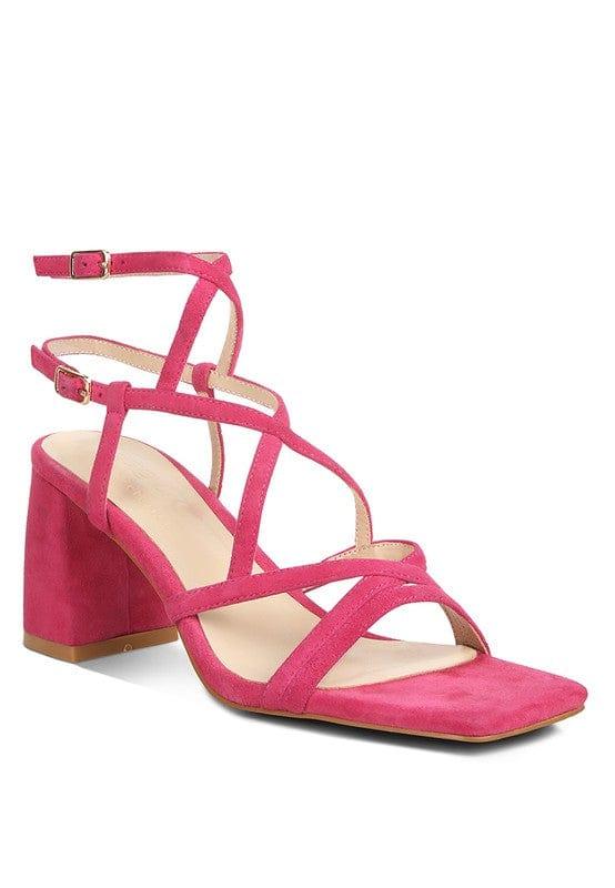Rag Company Fushia / 5 Fiorella Strappy Block Heel Sandals
