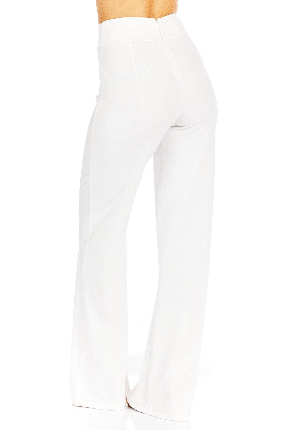 SAVLUXE Front-line Flared Leg Design Solid Pants
