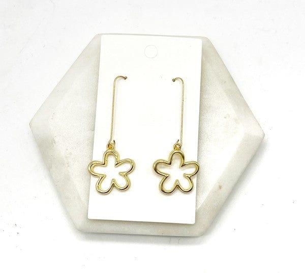 Baubles by B gold / 2.25 Gold Daisy Flower Long Drop Earrings