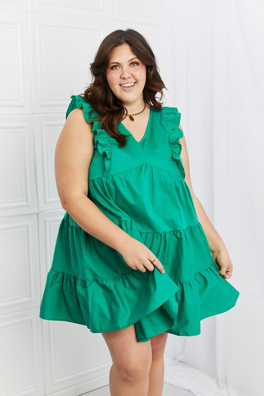 Trendsi Mid Green / S Hailey & Co Play Date Full Size Ruffle Dress