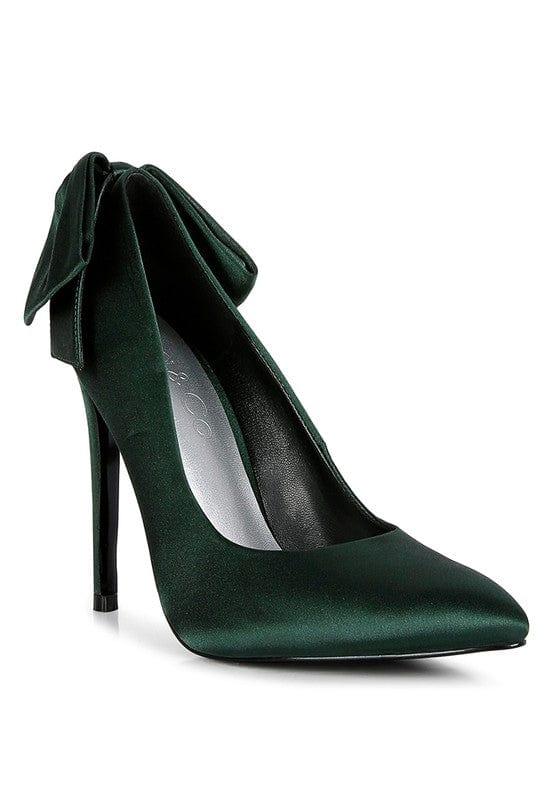 Rag Company Green / 5 HORNET Green Satin Stiletto Pump Sandals