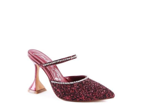 Rag Company Shoes Wine / 5 Iris Glitter Spool Heel Sandal For Women