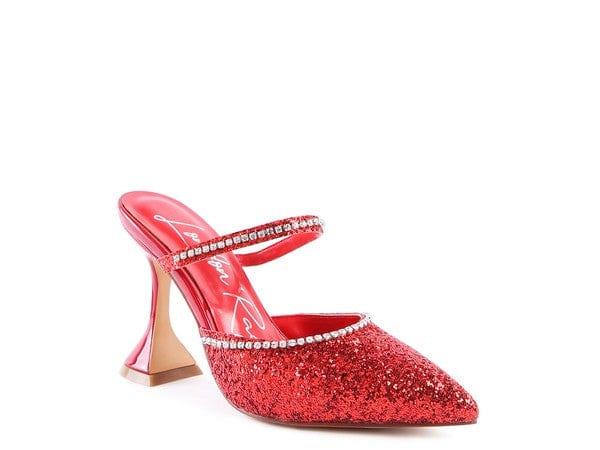 Rag Company Shoes Red / 5 Iris Glitter Spool Heel Sandal For Women
