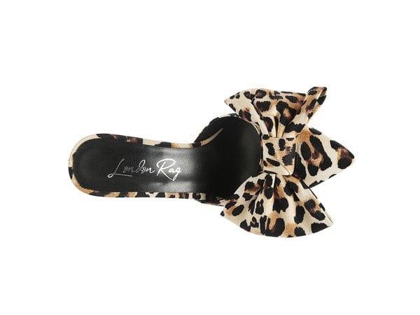 Rag Company Joelle High Heel Bow Tie Leopard Print Mules