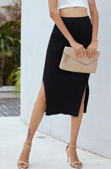 SAVLUXE Black / S Ladies Pencil Fashion Slim Skirt