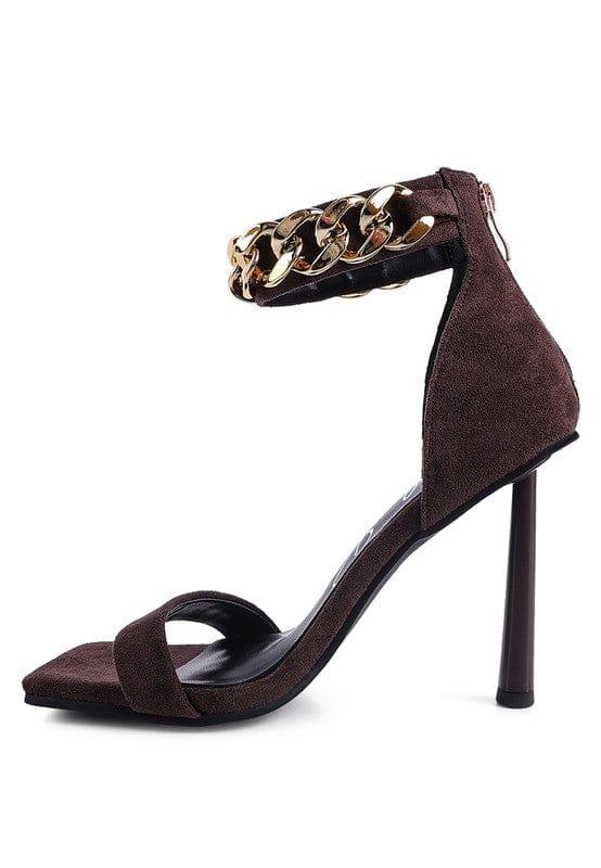 Rag Company LAST SIP HEELED FAUX SUEDE CHAIN STRAP SANDAL