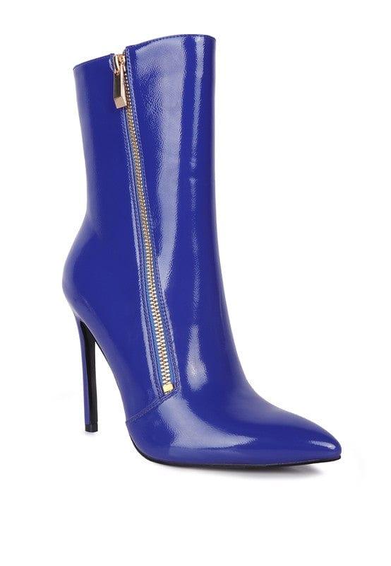 Rag Company Shoes DK Blue / 5 Mania Patent Pu High Heeled Ankle Boot