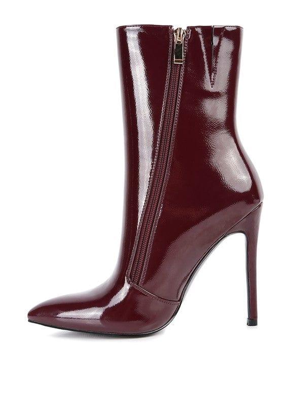 Rag Company Shoes Burgundy / 5 Mania Patent Pu High Heeled Ankle Boot