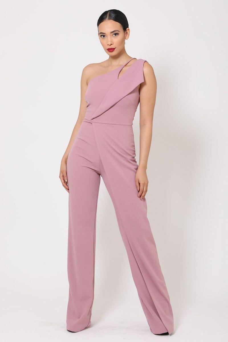 SAVLUXE JUMPSUITS One Shoulder Jumpsuit W/ Small Opening
