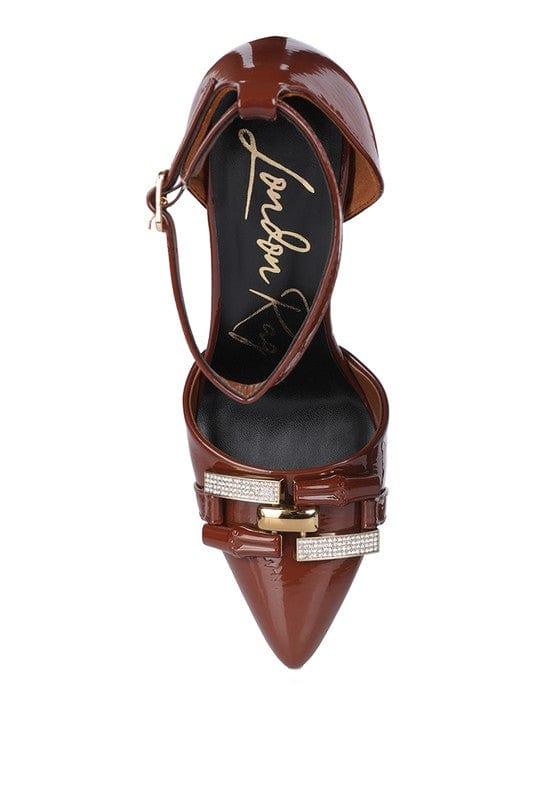 Rag Company Mocktail Diamante Buckle Patent Stiletto Sandals