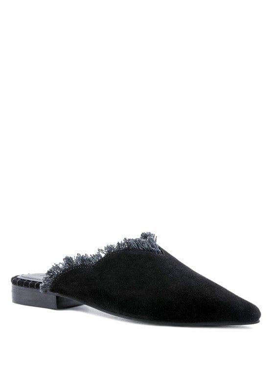 Rag Company Black / 5 MOLLY  FRAYED LEATHER MULES