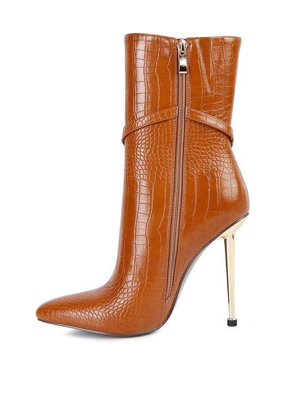 Rag Company Nicole Croc Patterned High Heeled Ankle Boots