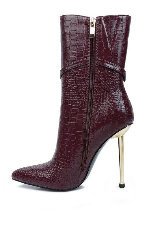 Rag Company Nicole Croc Patterned High Heeled Ankle Boots