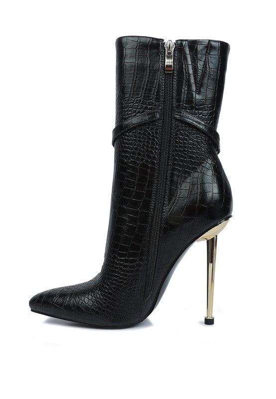 Rag Company Nicole Croc Patterned High Heeled Ankle Boots