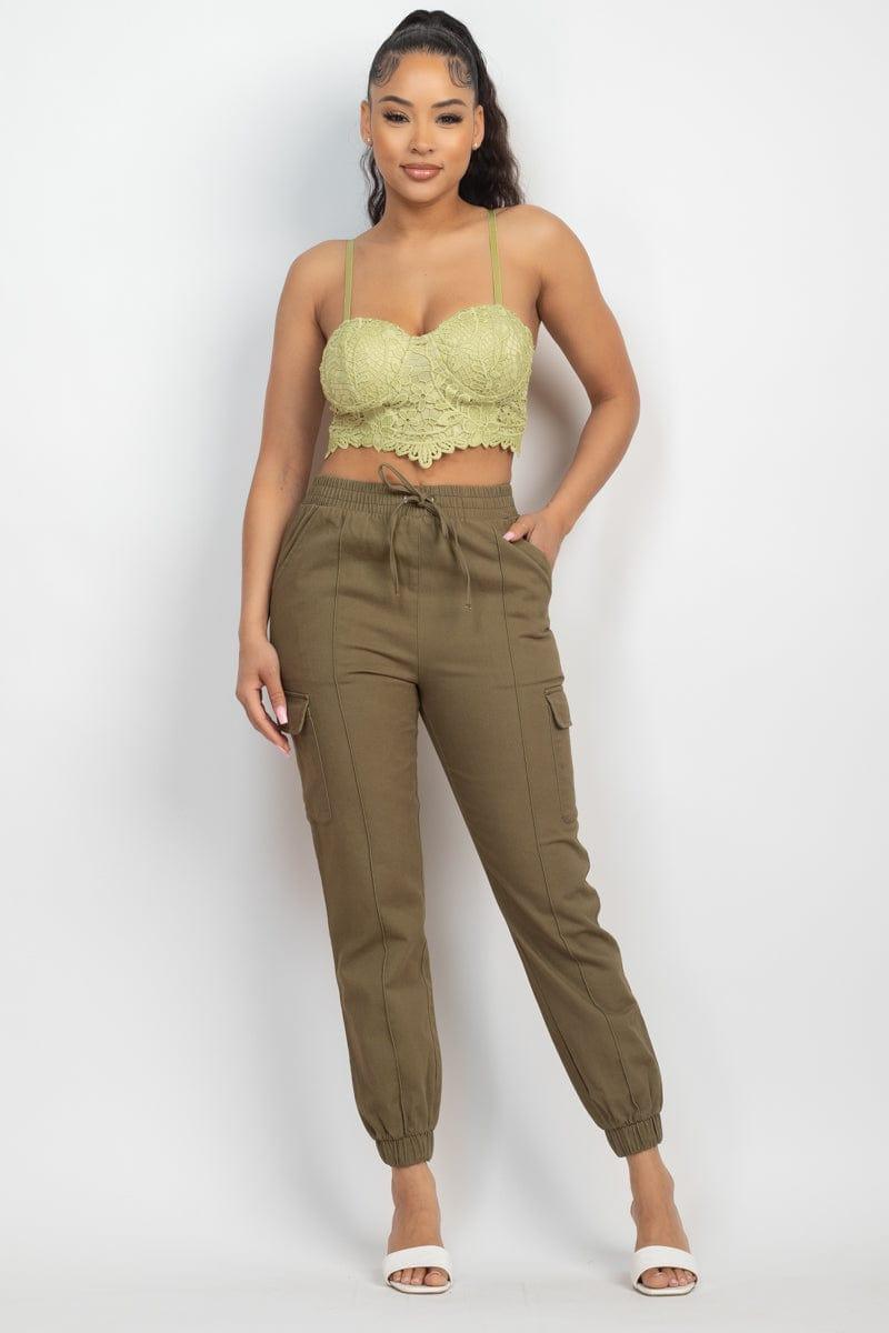 SAVLUXE Default Olive Solid High-rise Pocketed Jogger Pants