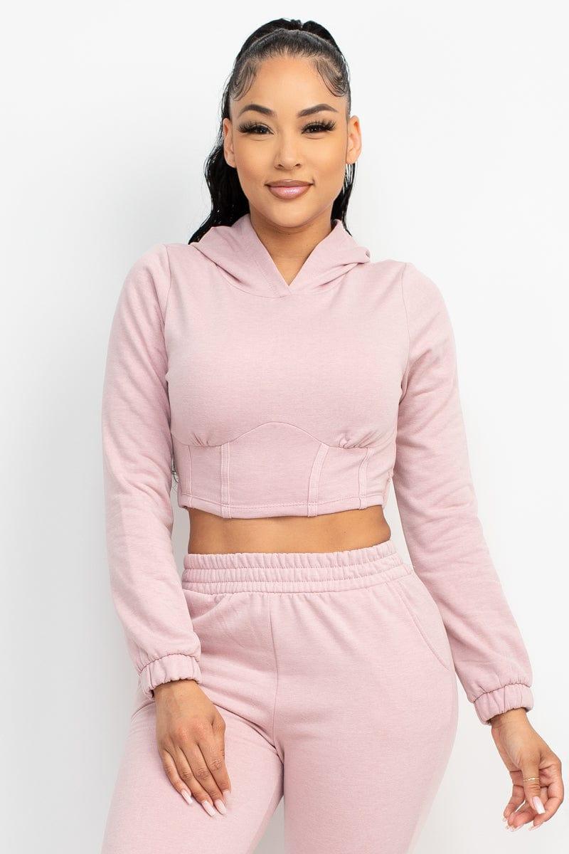 SAVLUXE Default Pink Hooded Corset Top & Pants Set